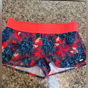 Roxy Women's Athletic Shorts - Red and Blue Floral